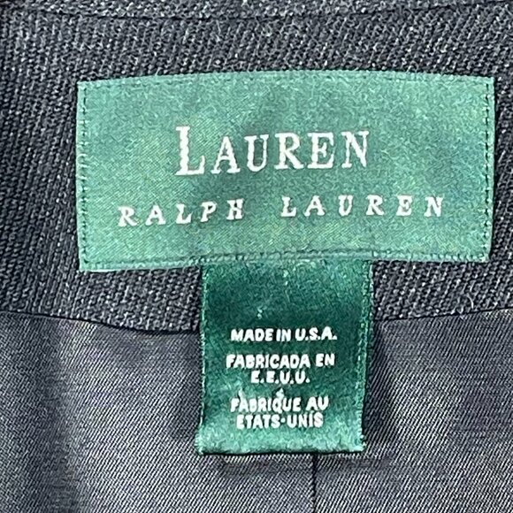 Vintage Lauren Ralph Lauren 100% Wool Blazer Charcoal Gray Tailored Women's L - Picture 8 of 12
